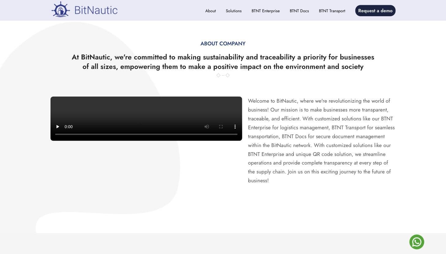 BitNautic about section describing its blockchain logistics network
